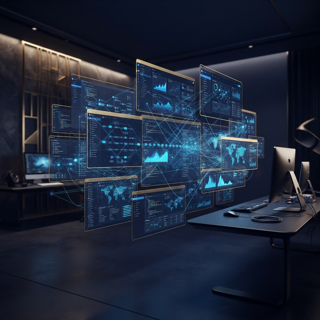 Arthur’s Creatives workspace with layered application and workflow interfaces